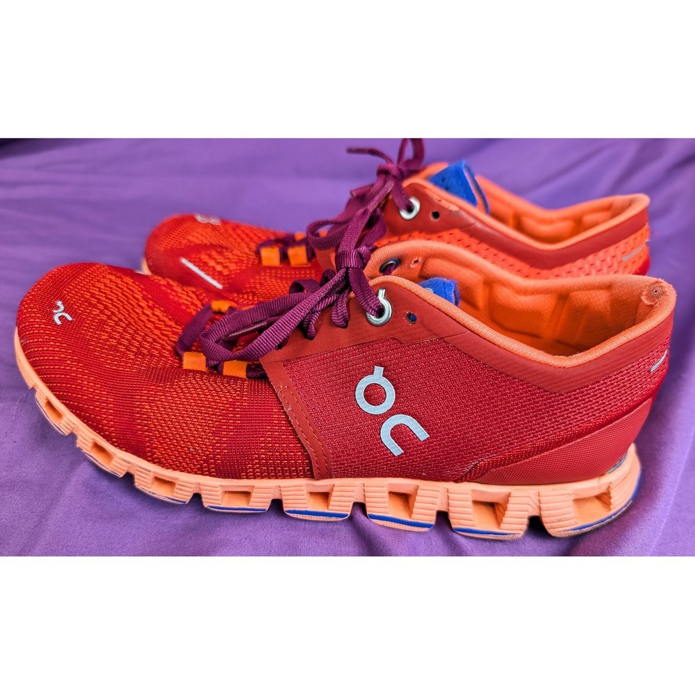 On Cloud X Red Mesh Blue Athletic Running Shoes Sneakers 7W Swiss